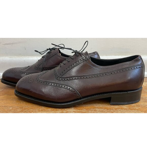 Vintage Mens Florsheim Wingtip Oxfords Size 10 Brown Leather Shoes - Picture 1 of 6